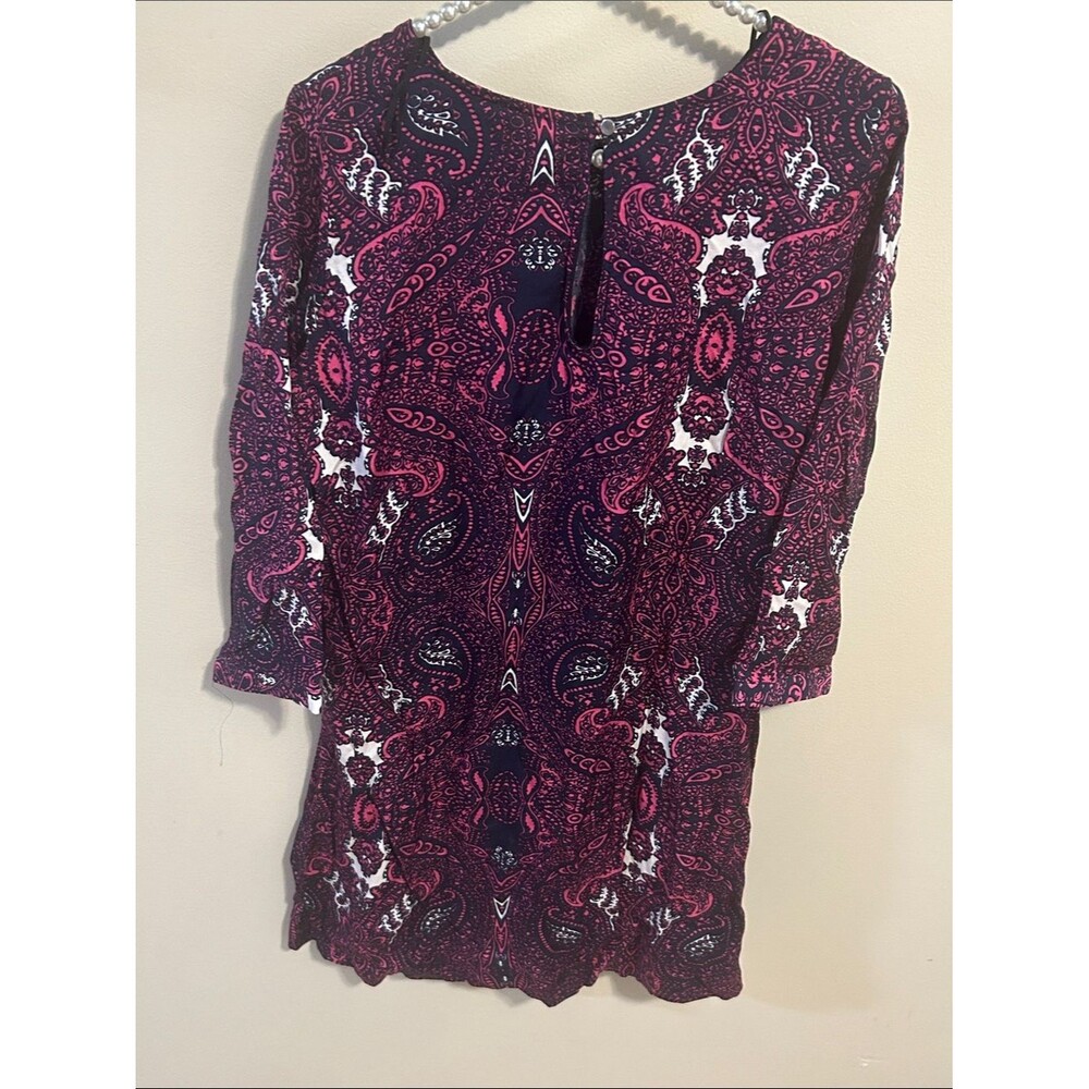 MNG Collection Mango Paisley Shift Dress Pink Black 6 - Picture 3 of 4